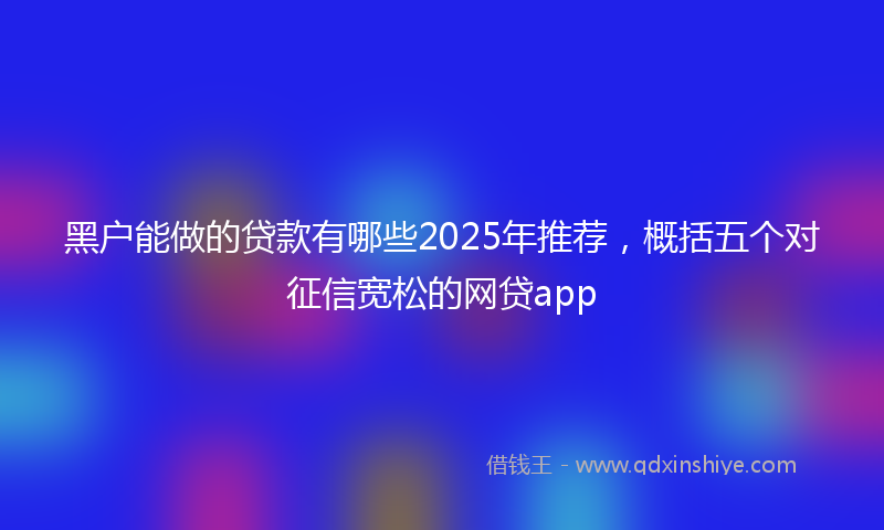 黑户能做的贷款有哪些2025年推荐，概括五个对征信宽松的网贷app