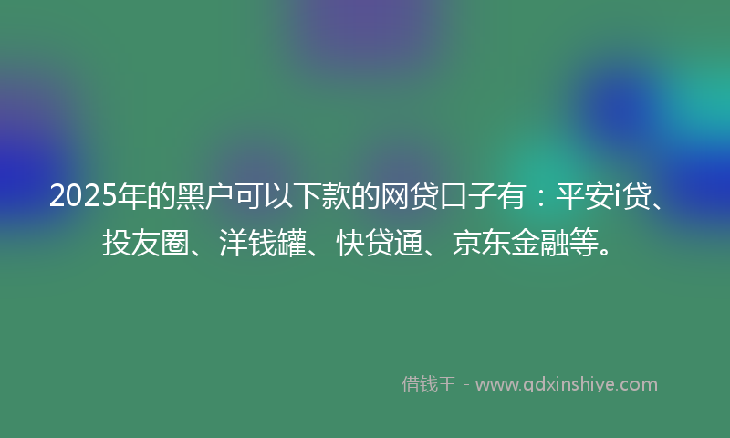 2025年的黑户可以下款的网贷口子有：平安i贷、投友圈、洋钱罐、快贷通、京东金融等。