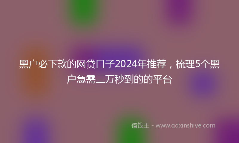 黑户必下款的网贷口子2024年推荐，梳理5个黑户急需三万秒到的的平台