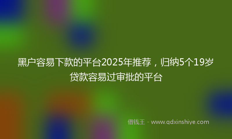 黑户容易下款的平台2025年推荐，归纳5个19岁贷款容易过审批的平台
