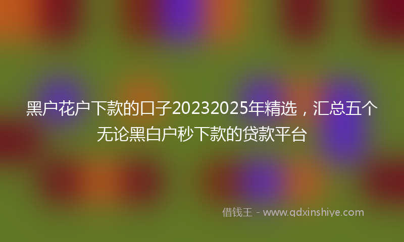 黑户花户下款的口子20232025年精选，汇总五个无论黑白户秒下款的贷款平台