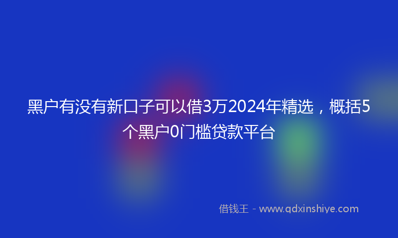 黑户有没有新口子可以借3万2024年精选，概括5个黑户0门槛贷款平台