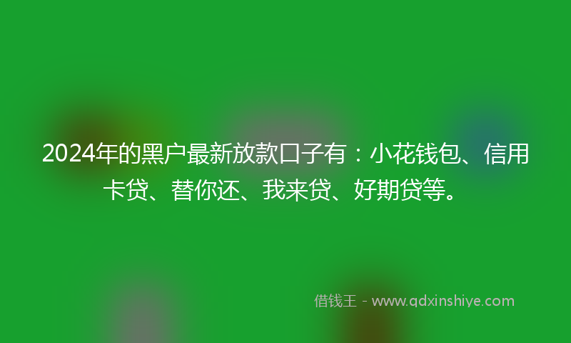 2024年的黑户最新放款口子有：小花钱包、信用卡贷、替你还、我来贷、好期贷等。