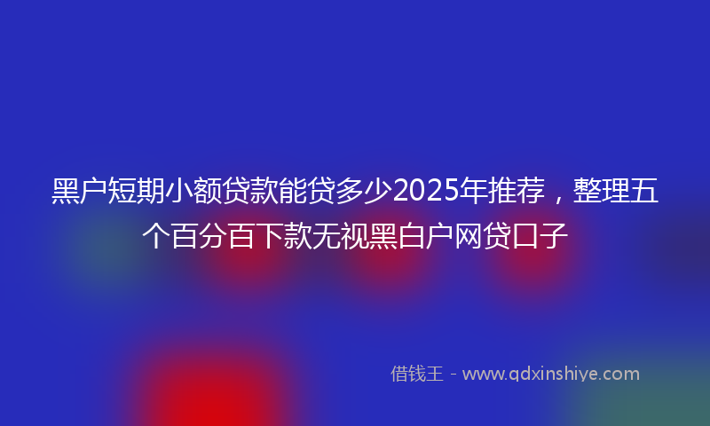 黑户短期小额贷款能贷多少2025年推荐，整理五个百分百下款无视黑白户网贷口子