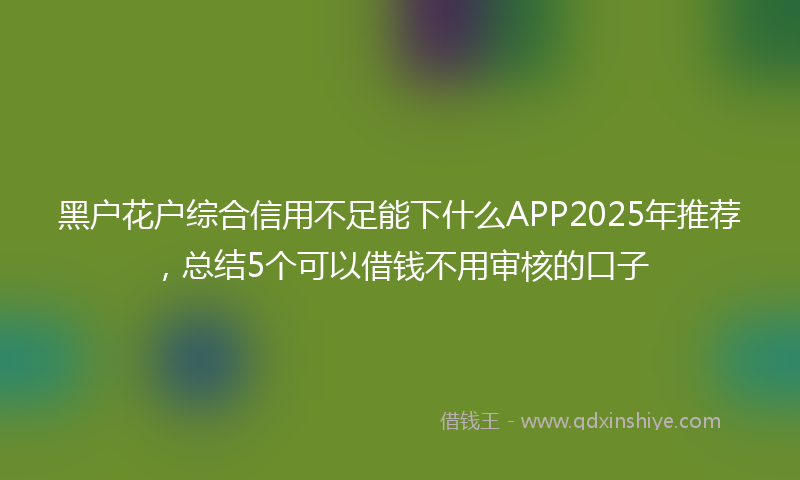 黑户花户综合信用不足能下什么APP2025年推荐，总结5个可以借钱不用审核的口子