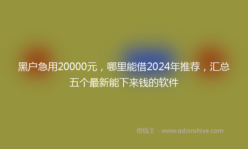 黑户急用20000元，哪里能借2024年推荐，汇总五个最新能下来钱的软件