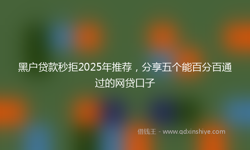 黑户贷款秒拒2025年推荐，分享五个能百分百通过的网贷口子