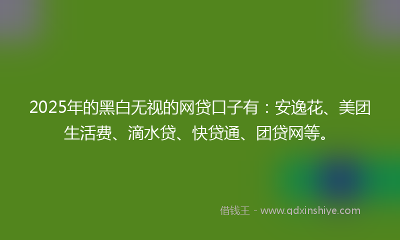 2025年的黑白无视的网贷口子有：安逸花、美团生活费、滴水贷、快贷通、团贷网等。