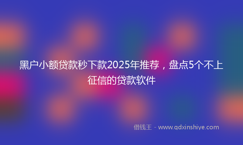 黑户小额贷款秒下款2025年推荐，盘点5个不上征信的贷款软件