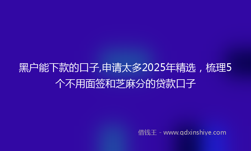 黑户能下款的口子,申请太多2025年精选，梳理5个不用面签和芝麻分的贷款口子
