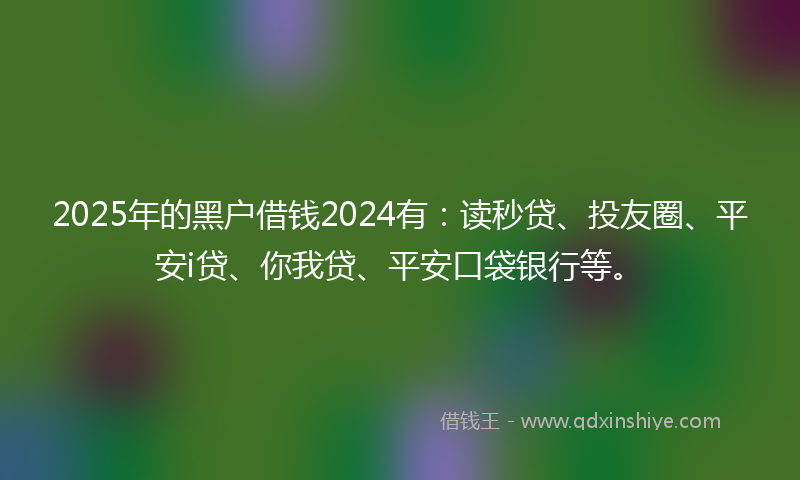 2025年的黑户借钱2024有：读秒贷、投友圈、平安i贷、你我贷、平安口袋银行等。