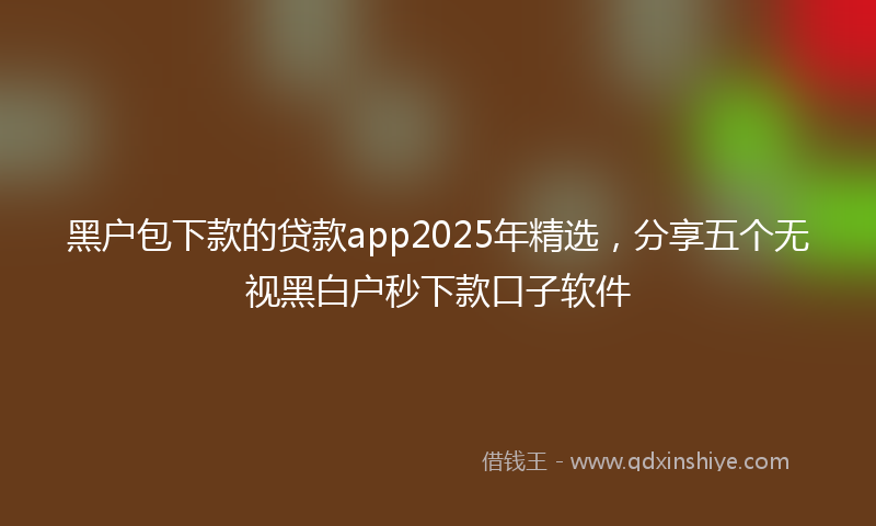 黑户包下款的贷款app2025年精选，分享五个无视黑白户秒下款口子软件
