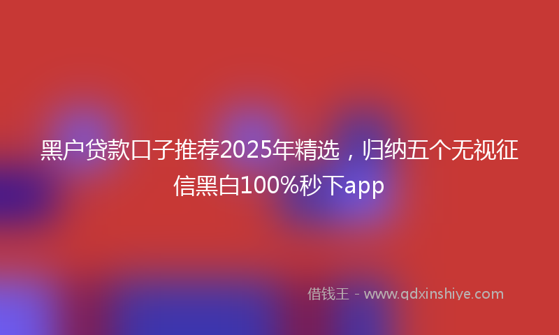 黑户贷款口子推荐2025年精选，归纳五个无视征信黑白100%秒下app