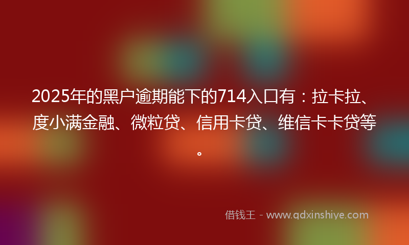 2025年的黑户逾期能下的714入口有：拉卡拉、度小满金融、微粒贷、信用卡贷、维信卡卡贷等。