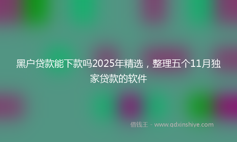 黑户贷款能下款吗2025年精选，整理五个11月独家贷款的软件