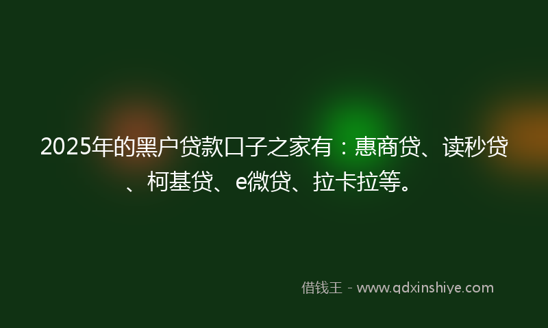 2025年的黑户贷款口子之家有：惠商贷、读秒贷、柯基贷、e微贷、拉卡拉等。
