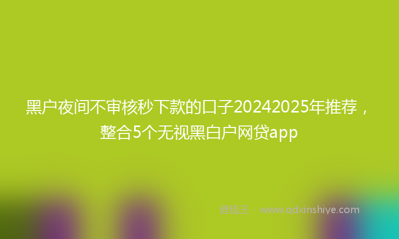 黑户夜间不审核秒下款的口子20242025年推荐，整合5个无视黑白户网贷app
