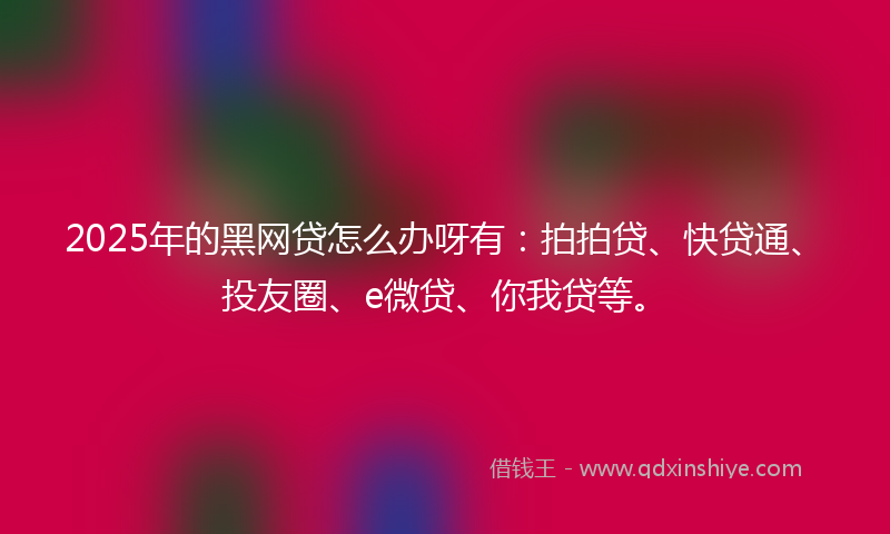 2025年的黑网贷怎么办呀有：拍拍贷、快贷通、投友圈、e微贷、你我贷等。