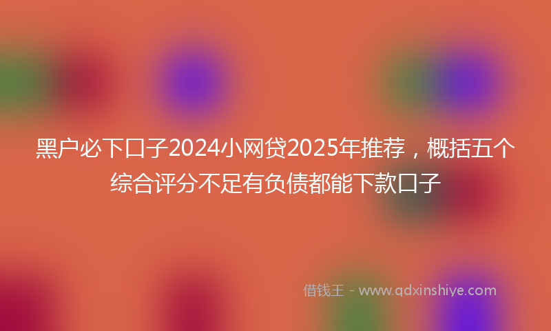 黑户必下口子2024小网贷2025年推荐，概括五个综合评分不足有负债都能下款口子