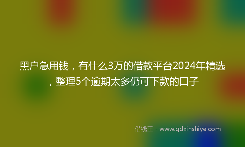黑户急用钱，有什么3万的借款平台2024年精选，整理5个逾期太多仍可下款的口子