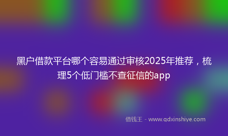 黑户借款平台哪个容易通过审核2025年推荐，梳理5个低门槛不查征信的app