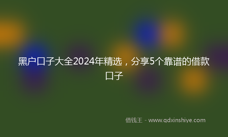 黑户口子大全2024年精选，分享5个靠谱的借款口子