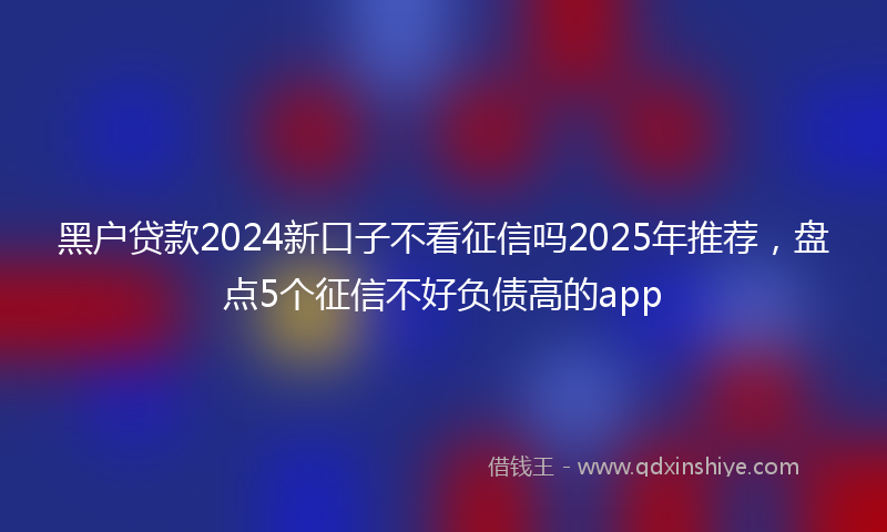 黑户贷款2024新口子不看征信吗2025年推荐，盘点5个征信不好负债高的app