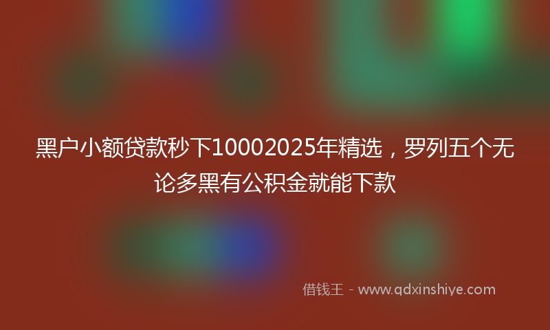 黑户小额贷款秒下10002025年精选，罗列五个无论多黑有公积金就能下款