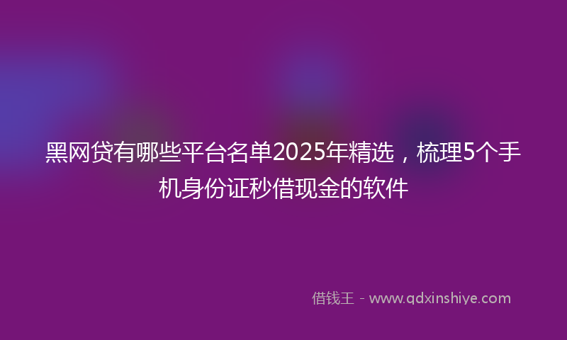 黑网贷有哪些平台名单2025年精选，梳理5个手机身份证秒借现金的软件