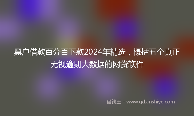 黑户借款百分百下款2024年精选，概括五个真正无视逾期大数据的网贷软件