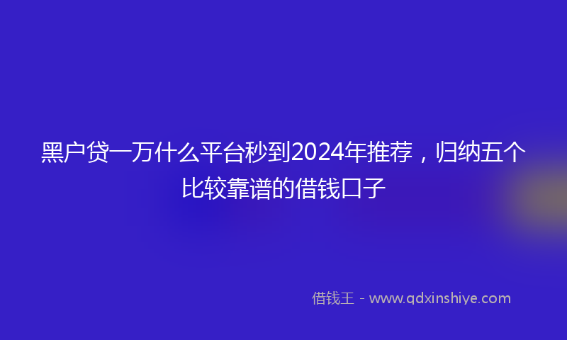 黑户贷一万什么平台秒到2024年推荐，归纳五个比较靠谱的借钱口子