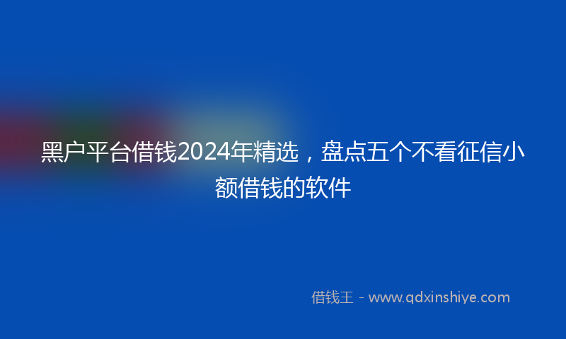 黑户平台借钱2024年精选，盘点五个不看征信小额借钱的软件