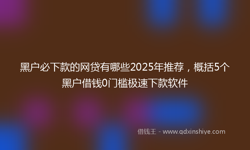 黑户必下款的网贷有哪些2025年推荐，概括5个黑户借钱0门槛极速下款软件