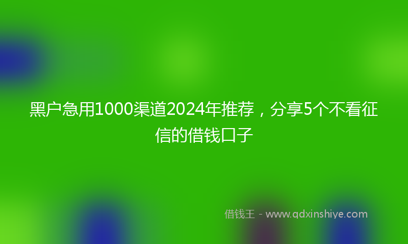 黑户急用1000渠道2024年推荐，分享5个不看征信的借钱口子