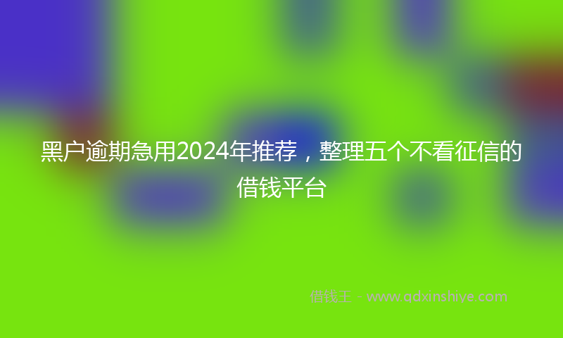 黑户逾期急用2024年推荐，整理五个不看征信的借钱平台