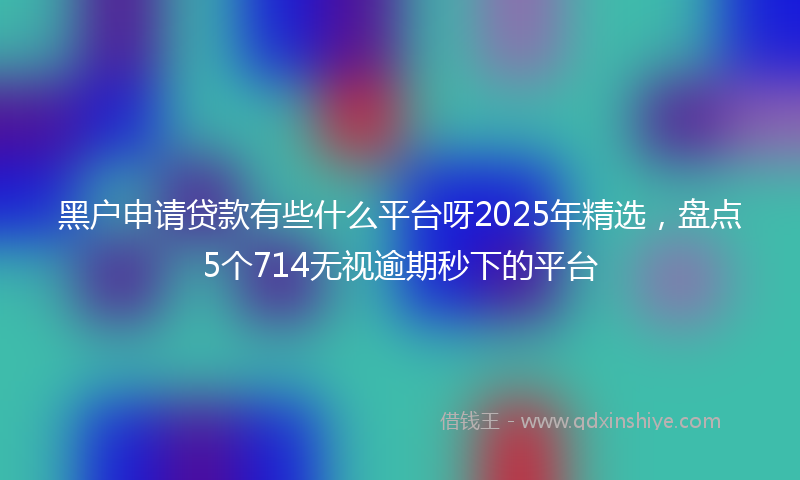 黑户申请贷款有些什么平台呀2025年精选，盘点5个714无视逾期秒下的平台