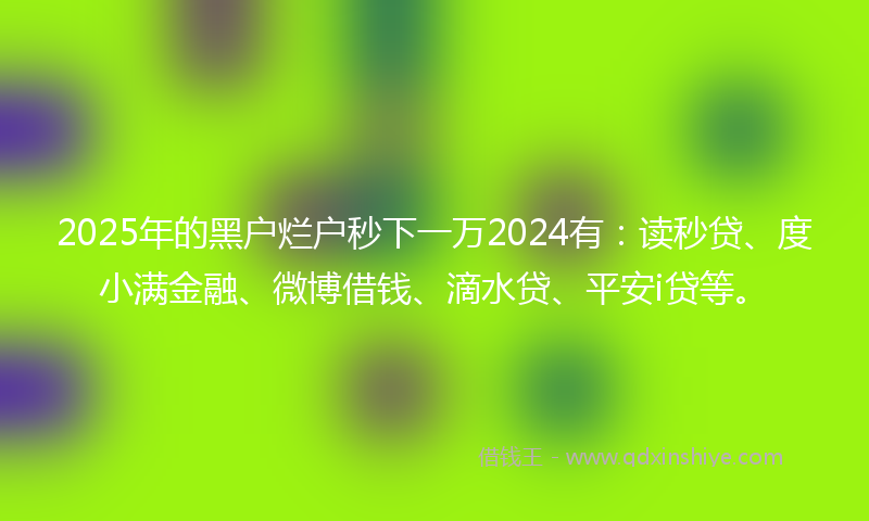 2025年的黑户烂户秒下一万2024有：读秒贷、度小满金融、微博借钱、滴水贷、平安i贷等。