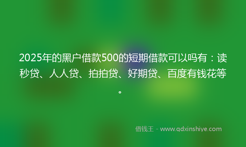2025年的黑户借款500的短期借款可以吗有：读秒贷、人人贷、拍拍贷、好期贷、百度有钱花等。