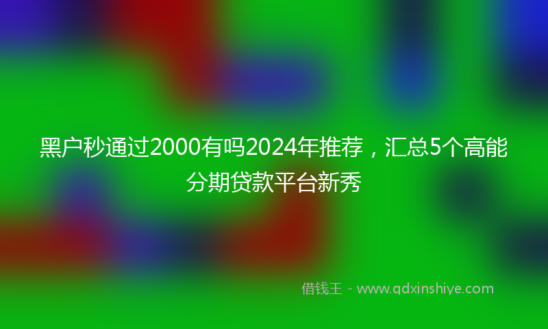 黑户秒通过2000有吗2024年推荐，汇总5个高能分期贷款平台新秀