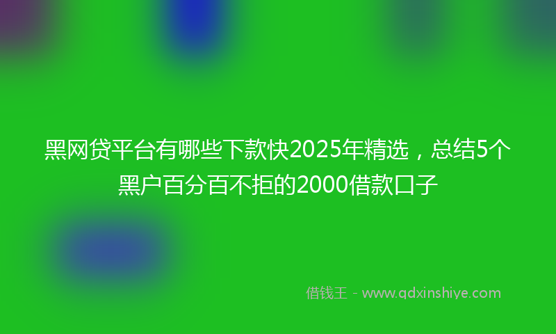 黑网贷平台有哪些下款快2025年精选，总结5个黑户百分百不拒的2000借款口子