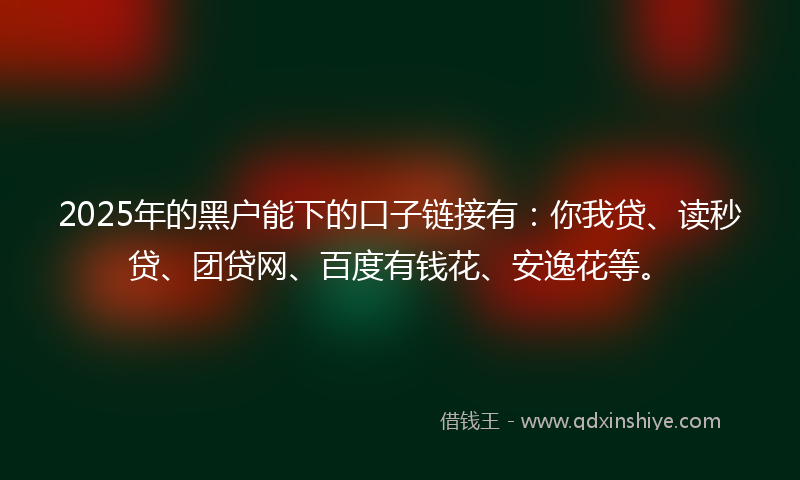 2025年的黑户能下的口子链接有：你我贷、读秒贷、团贷网、百度有钱花、安逸花等。