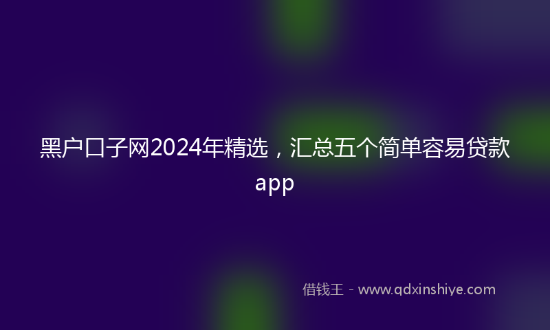 黑户口子网2024年精选，汇总五个简单容易贷款app