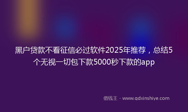 黑户贷款不看征信必过软件2025年推荐，总结5个无视一切包下款5000秒下款的app