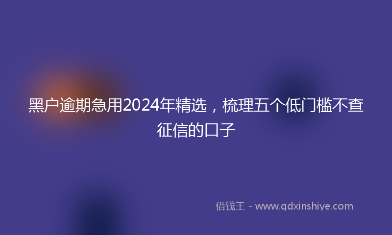 黑户逾期急用2024年精选，梳理五个低门槛不查征信的口子