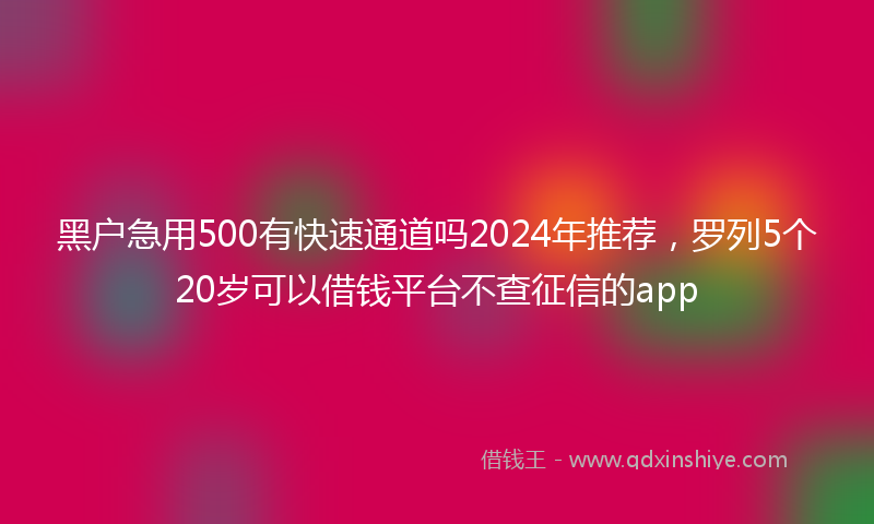黑户急用500有快速通道吗2024年推荐，罗列5个20岁可以借钱平台不查征信的app