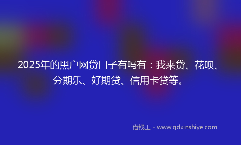 2025年的黑户网贷口子有吗有：我来贷、花呗、分期乐、好期贷、信用卡贷等。