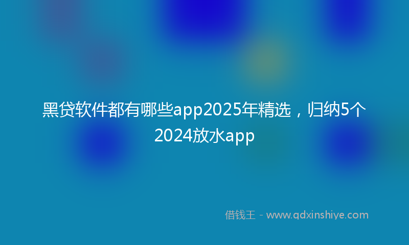 黑贷软件都有哪些app2025年精选，归纳5个2024放水app