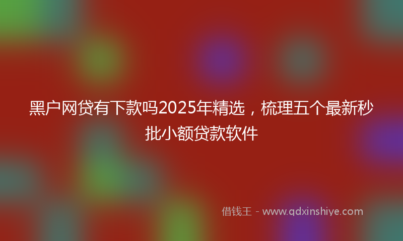 黑户网贷有下款吗2025年精选，梳理五个最新秒批小额贷款软件