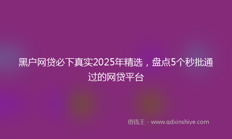 黑户网贷必下真实2025年精选，盘点5个秒批通过的网贷平台
