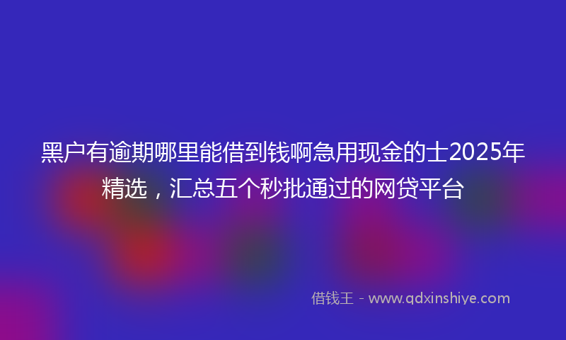 黑户有逾期哪里能借到钱啊急用现金的士2025年精选，汇总五个秒批通过的网贷平台